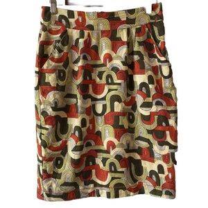 Mon Petit Oiseau multi-Color Silk Skirt Size Small Mod Pencil